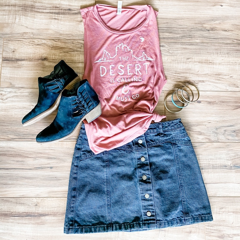 Denim button up skirt